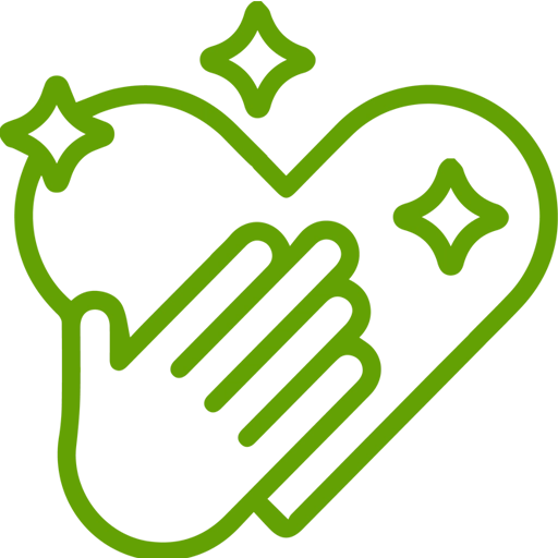 Icon of hand touching heart
